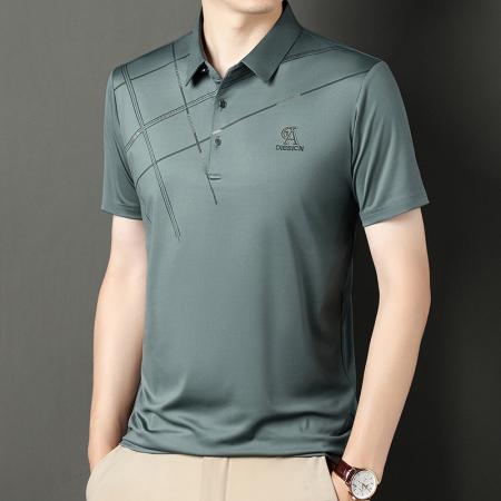 LN76351# 夏季凉感冰丝polo衫男翻领印花休闲t恤男轻奢时尚百搭薄款半袖男士冰丝短袖批发 男装批发男生服饰批发