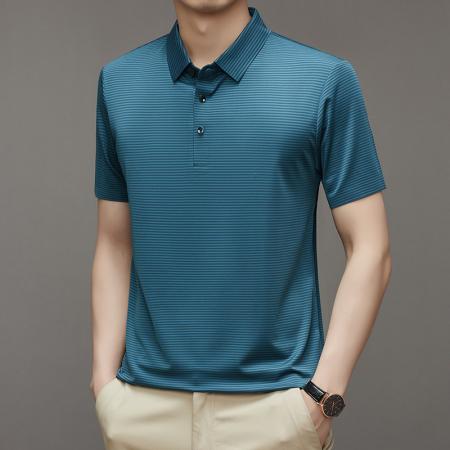 LN76352# 高档polo衫男高级感夏季纯色冰丝T恤男士条纹无痕翻领半袖男休闲商务短袖男款上衣 男装批发男生服饰批发
