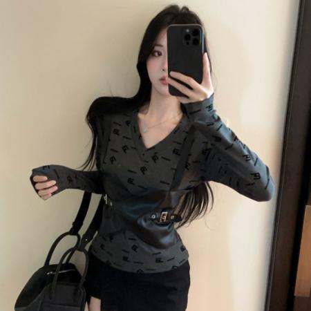 FA45992# 法式巨好看小众女假两件气质上衣时尚洋气穿搭女T恤 服裝批發女裝批發服飾貨源