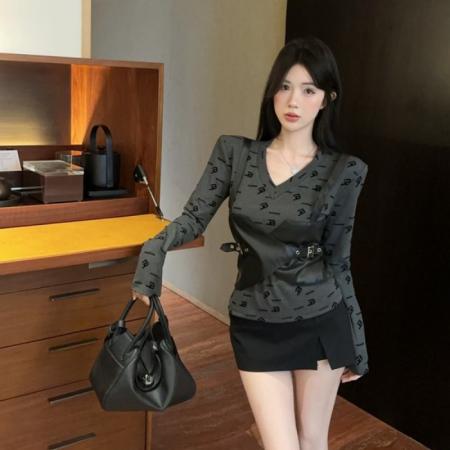 FA45992# 法式巨好看小众女假两件气质上衣时尚洋气穿搭女T恤 服裝批發女裝批發服飾貨源