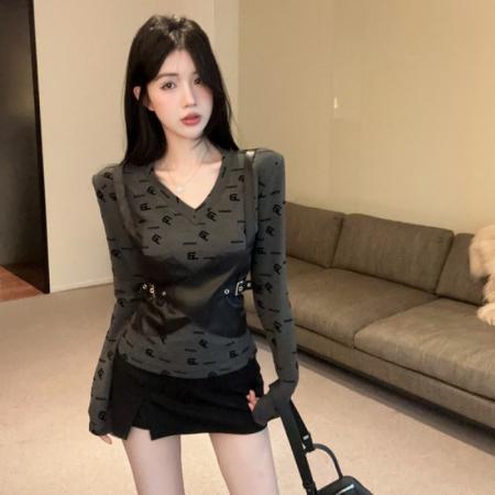 FA45992# 法式巨好看小众女假两件气质上衣时尚洋气穿搭女T恤 服裝批發女裝批發服飾貨源