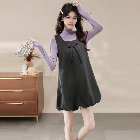 FA45996# 冬季韩系甜美蝴蝶结呢子背心裙配毛衣两件套 服裝批發女裝批發服飾貨源
