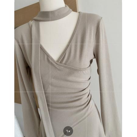 冬季长袖针织内搭连衣裙女早秋新款法式巨好看修身包臀短裙 服裝批發女裝批發服飾貨源