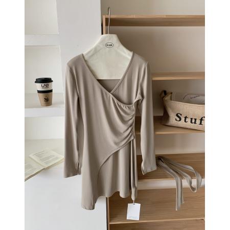 冬季长袖针织内搭连衣裙女早秋新款法式巨好看修身包臀短裙 服裝批發女裝批發服飾貨源