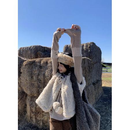 FA46032# 秋季堆堆袖打底衫女堆叠领口拼接针织上衣 服裝批發女裝批發服飾貨源