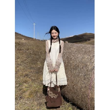 FA46032# 秋季堆堆袖打底衫女堆叠领口拼接针织上衣 服裝批發女裝批發服飾貨源