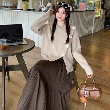 FA46041# 秋冬新款胖mm大码女气质百搭显瘦a字裙毛呢压褶裙有里衬 服裝批發女裝批發服飾貨源