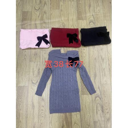 FA46063# 韩国圣诞新年红色战袍OL高级感蝴蝶结针织毛衣连衣裙女秋冬小个子 服裝批發女裝批發服飾貨源