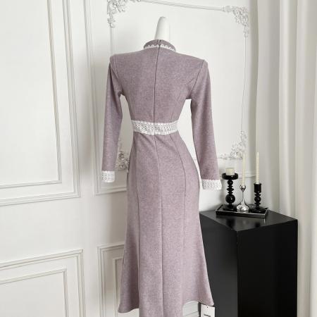 FA46089# 婷婷暮山紫•真江南新中式加绒显腰身旗袍裙女冬季新款连衣裙 服裝批發女裝批發服飾貨源