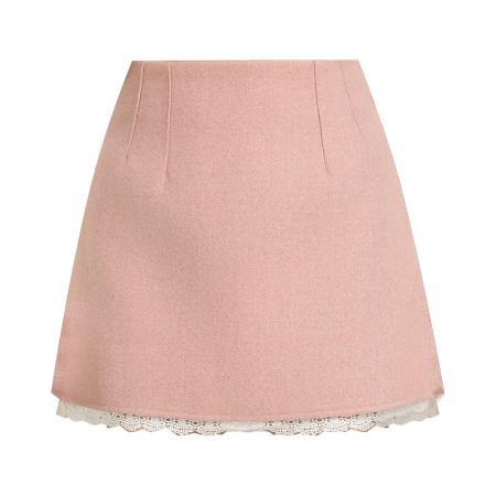 FA46126# 秋冬毛呢半身裙女新款冬季高腰显瘦包臀裙花边毛呢短裙a字裙 服裝批發女裝批發服飾貨源