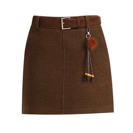 FA46127# 美式辣妹高腰毛呢短裙A字裙女秋冬新款黑色防走光半身裙 服裝批發女裝批發服飾貨源