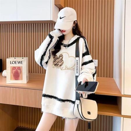 FA46143# 仿华棉复合后包领/全件压线/整件烫爆款卫衣女 服裝批發女裝批發服飾貨源