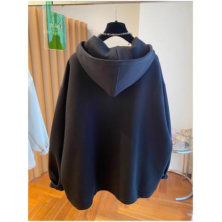 FA46144# 原版质量特大码300斤秋冬季加绒加厚连帽卫衣女 服裝批發女裝批發服飾貨源