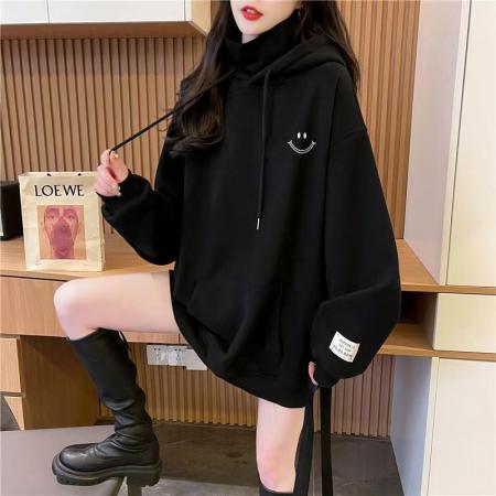 FA46145# 仿华棉复超柔/后包领/全件压线/加绒高领连帽卫衣女 服裝批發女裝批發服飾貨源