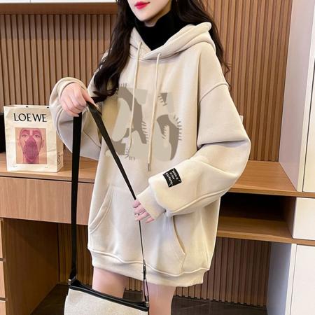 FA46147# 仿华棉复超柔/后包领/全件压线/加绒高领连帽卫衣女 服裝批發女裝批發服飾貨源