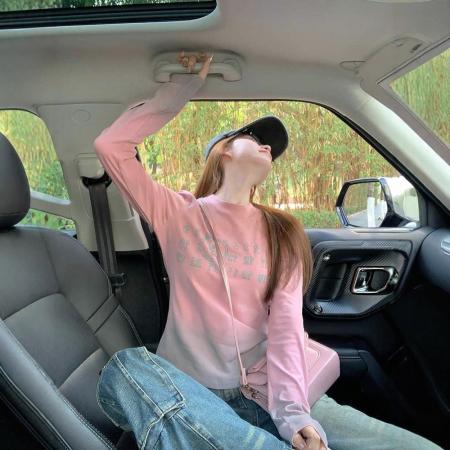 FA46148# 后包领个性扎染设计感长袖T恤女上衣外穿 服裝批發女裝批發服飾貨源