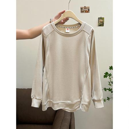 FA46156# 原版质量特大码300斤设计感巨好看的浅紫色卫衣女新款 服裝批發女裝批發服飾貨源