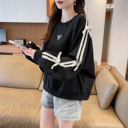 FA46158# 首发设计感仿华棉复合真超加绒加厚卫衣女 服裝批發女裝批發服飾貨源