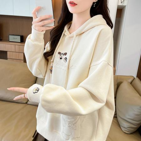 FA46164# 首发华棉棒球服新款连帽上衣大码学院风复古宽松卫衣女 服裝批發女裝批發服飾貨源