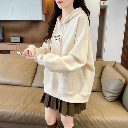 FA46164# 首发华棉棒球服新款连帽上衣大码学院风复古宽松卫衣女 服裝批發女裝批發服飾貨源