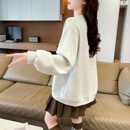 FA46165# 包领条华棉复合棒球服百搭上衣卫衣女 服裝批發女裝批發服飾貨源