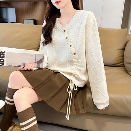 FA46166# 华棉复合春秋薄长袖卫衣女韩版宽松显瘦设计感上衣网红 服裝批發女裝批發服飾貨源