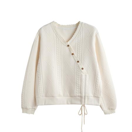 FA46166# 华棉复合春秋薄长袖卫衣女韩版宽松显瘦设计感上衣网红 服裝批發女裝批發服飾貨源