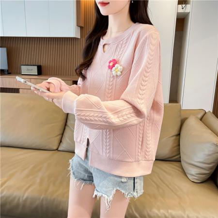 FA46167# 首发秋季新款提花OP领长袖卫衣女 服裝批發女裝批發服飾貨源