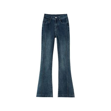 FA46177# 高腰微喇牛仔裤女秋冬季新款加绒弹力显瘦小个子喇叭拖地裤子 服裝批發女裝批發服飾貨源