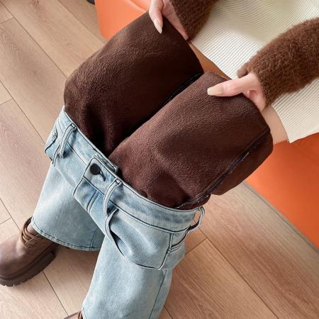 FA46180# 刺绣牛仔阔腿裤女秋高腰弹力梨型身材显瘦休闲垂感窄版直筒裤 服裝批發女裝批發服飾貨源