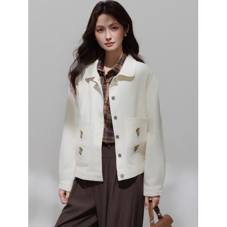 FA46185# 小清新韩系甜美小个子刺绣牛仔外套女秋季新款设计感小众上衣 服裝批發女裝批發服飾貨源