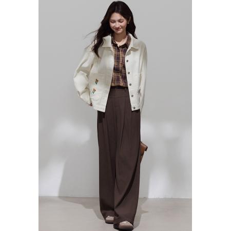 FA46185# 小清新韩系甜美小个子刺绣牛仔外套女秋季新款设计感小众上衣 服裝批發女裝批發服飾貨源