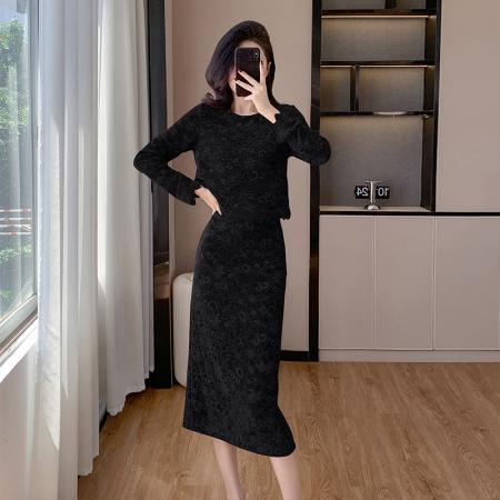 FA46199# 新款气质蕾丝上衣显瘦包臀裙两件套连衣裙 服裝批發女裝批發服飾貨源