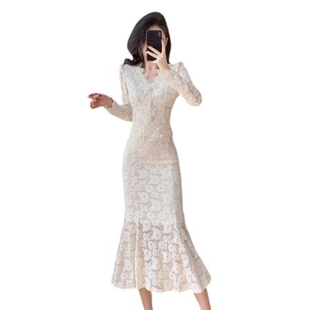 FA46204# 法式高级感鱼尾半身裙两件套装小香风气质连衣裙 服裝批發女裝批發服飾貨源