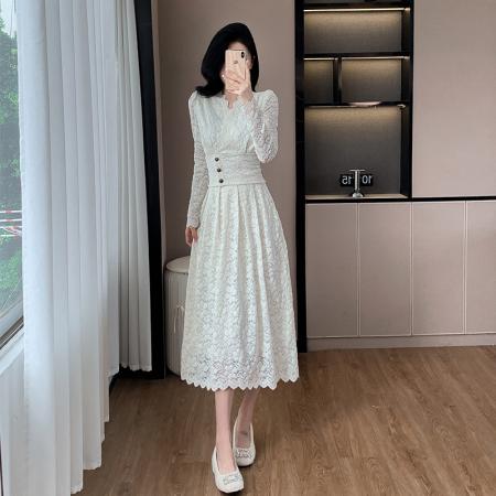 FA46205# 两件套气质御姐性感长款套装裙高级感蕾丝连衣裙 服裝批發女裝批發服飾貨源