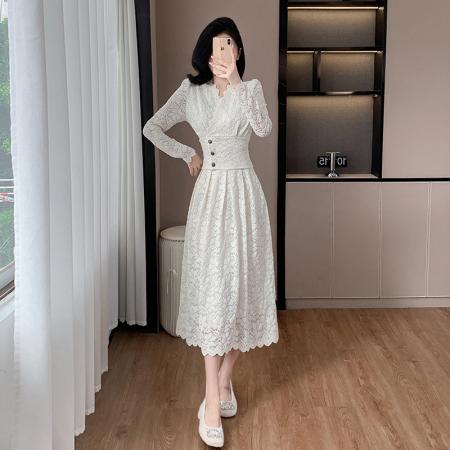 FA46205# 两件套气质御姐性感长款套装裙高级感蕾丝连衣裙 服裝批發女裝批發服飾貨源