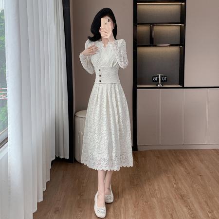 FA46205# 两件套气质御姐性感长款套装裙高级感蕾丝连衣裙 服裝批發女裝批發服飾貨源