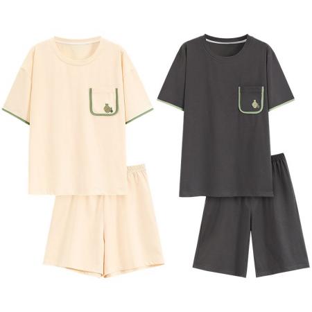 FA46217# 夏季新款7A纯棉情侣睡衣短袖短裤套头薄款女士纯棉卡通家居服套装 睡衣批发情侣家居服批发