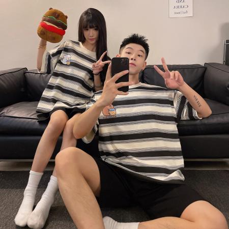 FA46234# 睡衣夏季睡衣情侣棉圆领短袖短裤卡通家居服套装 睡衣批发情侣家居服批发