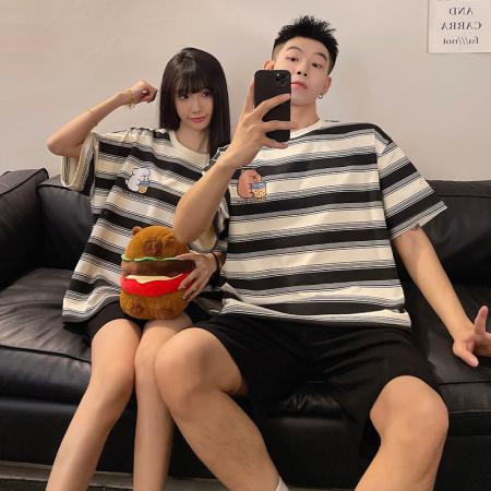 FA46234# 睡衣夏季睡衣情侣棉圆领短袖短裤卡通家居服套装 睡衣批发情侣家居服批发