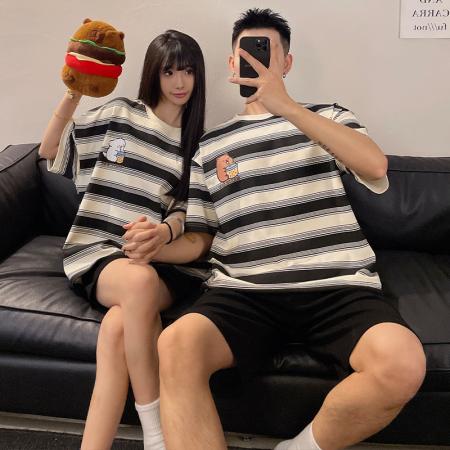 FA46234# 睡衣夏季睡衣情侣棉圆领短袖短裤卡通家居服套装 睡衣批发情侣家居服批发