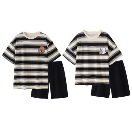 FA46234# 睡衣夏季睡衣情侣棉圆领短袖短裤卡通家居服套装 睡衣批发情侣家居服批发