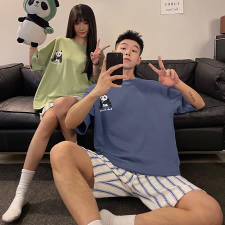 FA46235# 睡衣夏季睡衣情侣棉圆领短袖短裤卡通家居服套装 睡衣批发情侣家居服批发