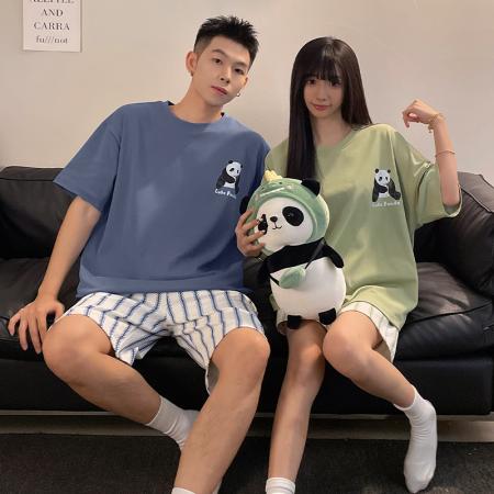 FA46235# 睡衣夏季睡衣情侣棉圆领短袖短裤卡通家居服套装 睡衣批发情侣家居服批发