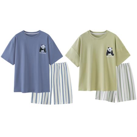 FA46235# 睡衣夏季睡衣情侣棉圆领短袖短裤卡通家居服套装 睡衣批发情侣家居服批发