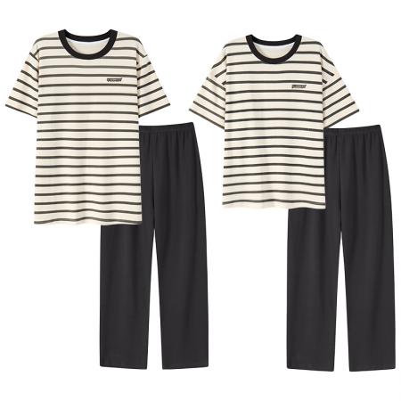 睡衣夏季睡衣情侣女带胸垫拉架仿棉家居服套 睡衣批发情侣家居服批发