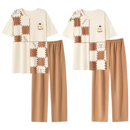 睡衣夏季睡衣情侣女带胸垫拉架仿棉家居服套 睡衣批发情侣家居服批发