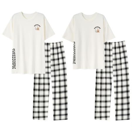 睡衣夏季睡衣情侣女带胸垫拉架仿棉家居服套 睡衣批发情侣家居服批发