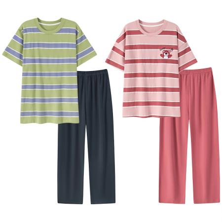 睡衣夏季睡衣情侣女带胸垫拉架仿棉家居服套 睡衣批发情侣家居服批发