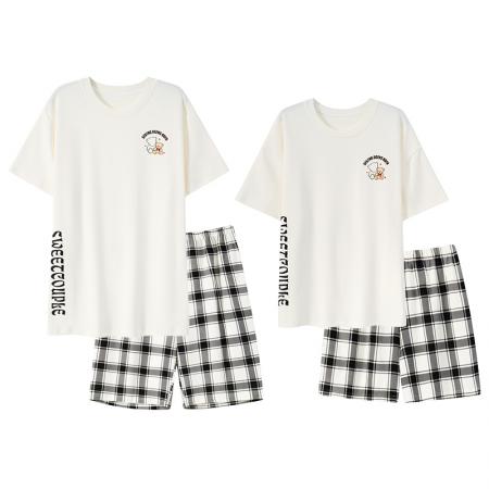 睡衣夏季睡衣情侣女带胸垫拉架仿棉家居服套 睡衣批发情侣家居服批发